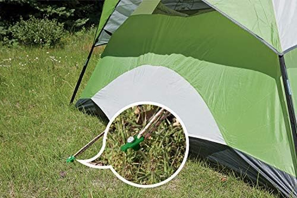 11 Inch Tent Stakes 10 Pcs Non-Rust Metal Ground Anchors, Heavy Duty Spikes with 4 Ropes for Outdoor Camping, Green