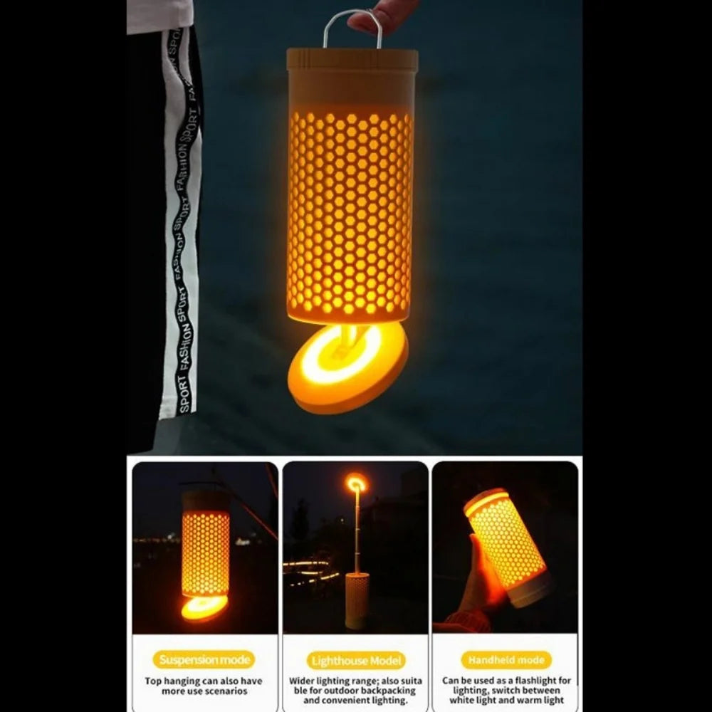 Camping Light, 3000Mah Rechargeable Camping Lantern, Honeycomb Design Adjustable Camping LED Lantern, Warm & White Light Color with 180° Rotating Camping Light for Camping Tent Picnic Glamping