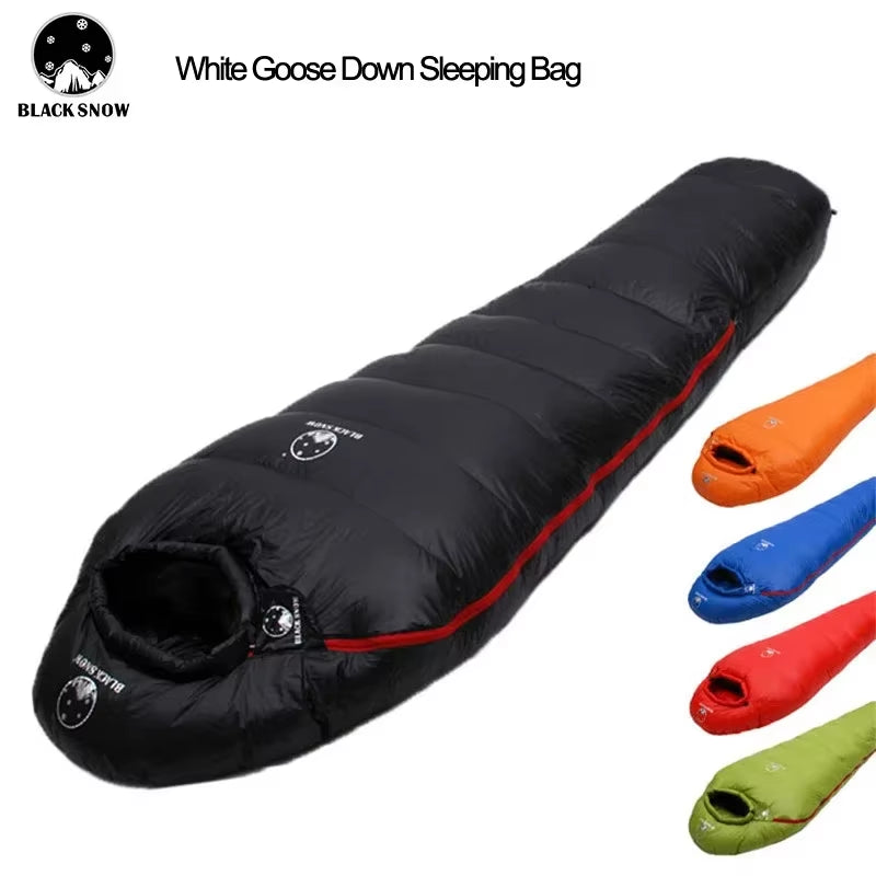 Very Warm White Goose down Filled Adult Mummy Style Sleeping Bag Fit for Winter Thermal 4 Kinds of Thickness Camping Travel