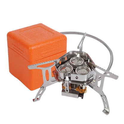 3 Heads Gas Stove Tourist Camping Burners Folding Backpacking Furnace 5800W Outdoor Hiking Picnic BBQ Cooking Equipment