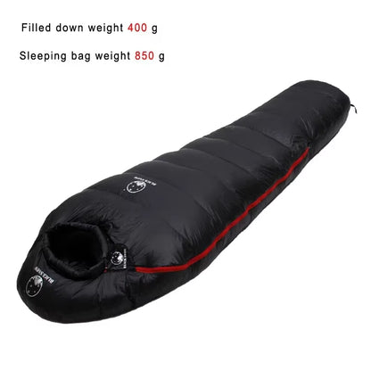 Very Warm White Goose down Filled Adult Mummy Style Sleeping Bag Fit for Winter Thermal 4 Kinds of Thickness Camping Travel