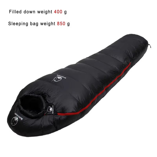 Very Warm White Goose down Filled Adult Mummy Style Sleeping Bag Fit for Winter Thermal 4 Kinds of Thickness Camping Travel
