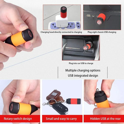 Mini Keychain Pocket Torch USB Rechargeable LED Light Stonego Flashlight Lamp Waterproof Keychain Light