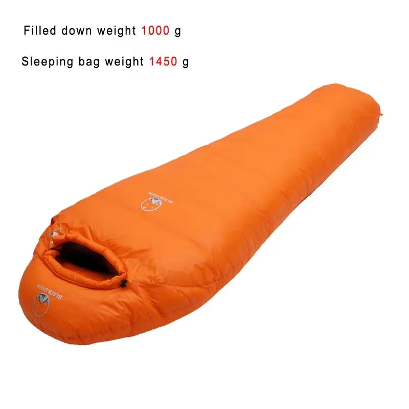 Very Warm White Goose down Filled Adult Mummy Style Sleeping Bag Fit for Winter Thermal 4 Kinds of Thickness Camping Travel