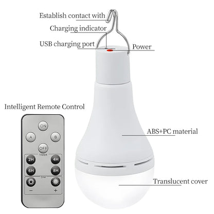 Solar Lights Waterproof USB Charged Hanging Emergency Sunlights Powered Lamps Outdoor Indoor House LED Solar Lamp Bulb Lights