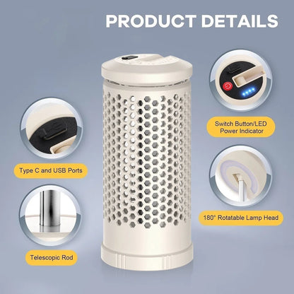 Camping Light, 3000Mah Rechargeable Camping Lantern, Honeycomb Design Adjustable Camping LED Lantern, Warm & White Light Color with 180° Rotating Camping Light for Camping Tent Picnic Glamping