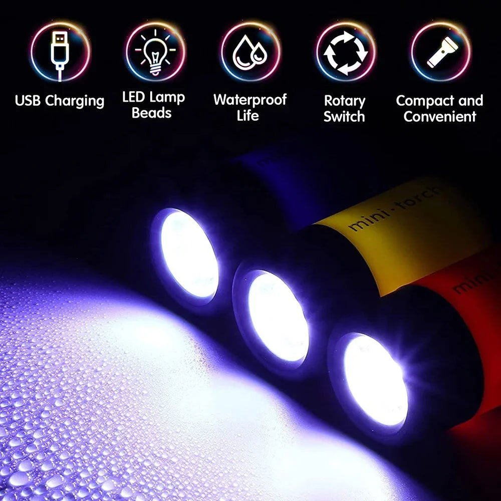 Mini Keychain Pocket Torch USB Rechargeable LED Light Stonego Flashlight Lamp Waterproof Keychain Light