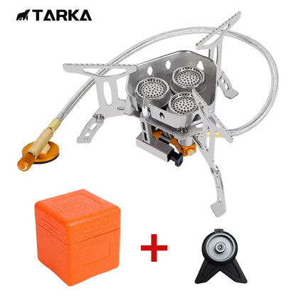 3 Heads Gas Stove Tourist Camping Burners Folding Backpacking Furnace 5800W Outdoor Hiking Picnic BBQ Cooking Equipment