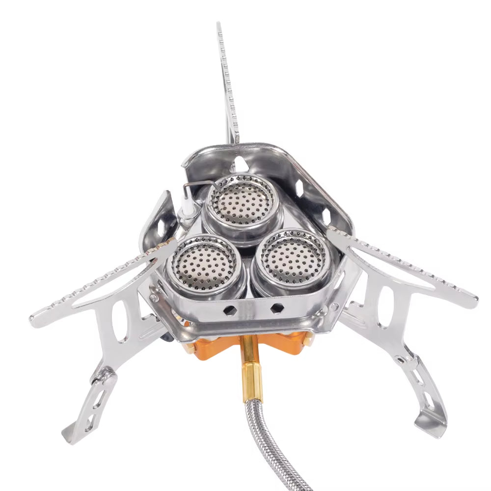 3 Heads Gas Stove Tourist Camping Burners Folding Backpacking Furnace 5800W Outdoor Hiking Picnic BBQ Cooking Equipment