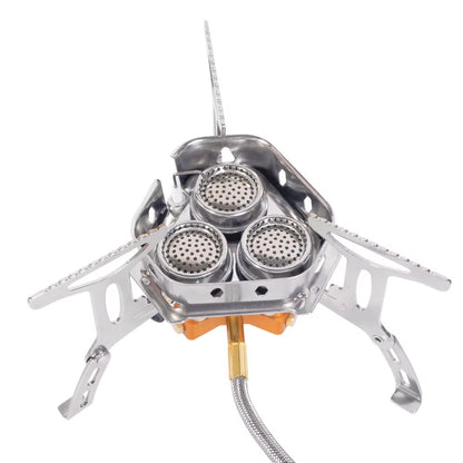 3 Heads Gas Stove Tourist Camping Burners Folding Backpacking Furnace 5800W Outdoor Hiking Picnic BBQ Cooking Equipment