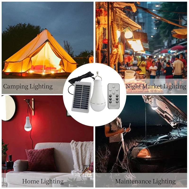 Solar Lights Waterproof USB Charged Hanging Emergency Sunlights Powered Lamps Outdoor Indoor House LED Solar Lamp Bulb Lights