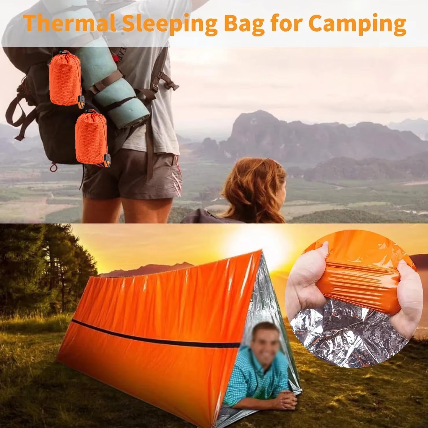 Emergency Sleeping Bag Survival Bag | Portable Blanket Survival Gear Emergency Bivy Sack Bivvy Thermal Sleeping Bag Camping