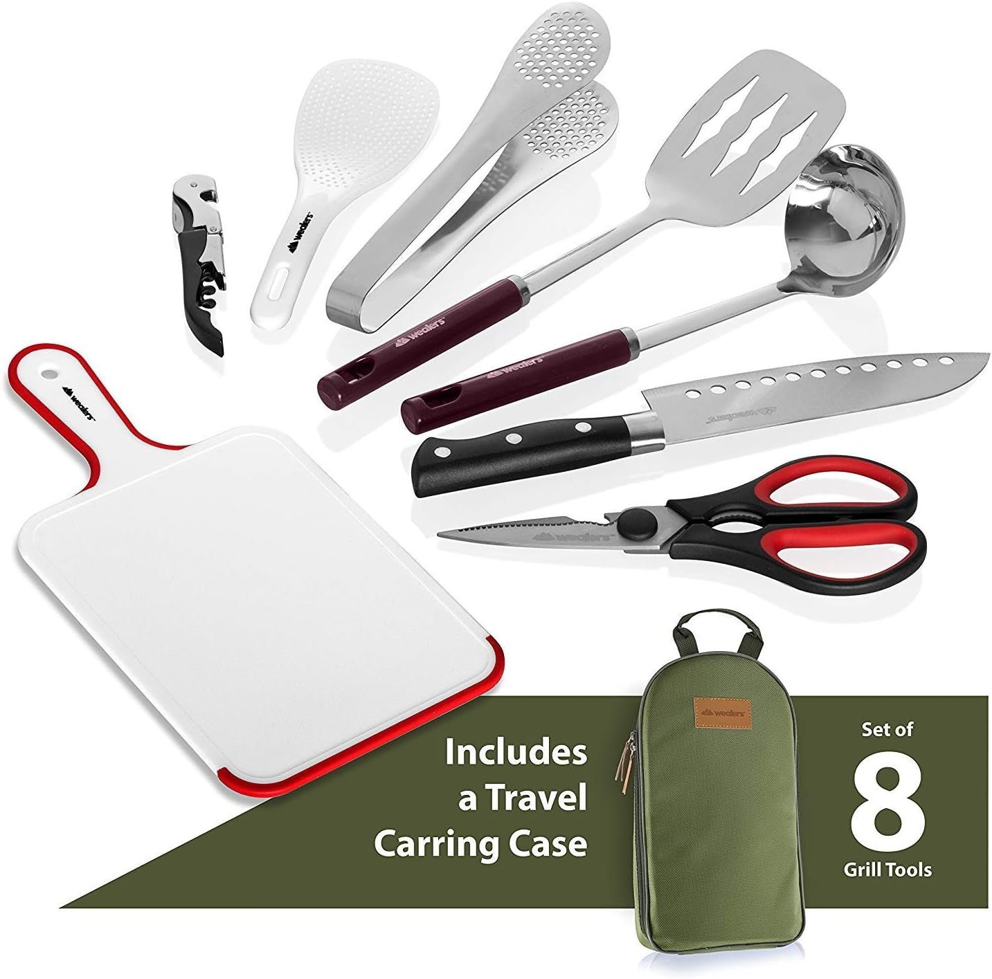 Camp Kitchen Cooking Utensil Set Travel Organizer Grill Accessories Portable Compact Gear for Backpacking BBQ Camping Hiking Travel Cookware Kit Water Resistant Case
