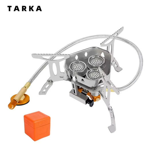 3 Heads Gas Stove Tourist Camping Burners Folding Backpacking Furnace 5800W Outdoor Hiking Picnic BBQ Cooking Equipment