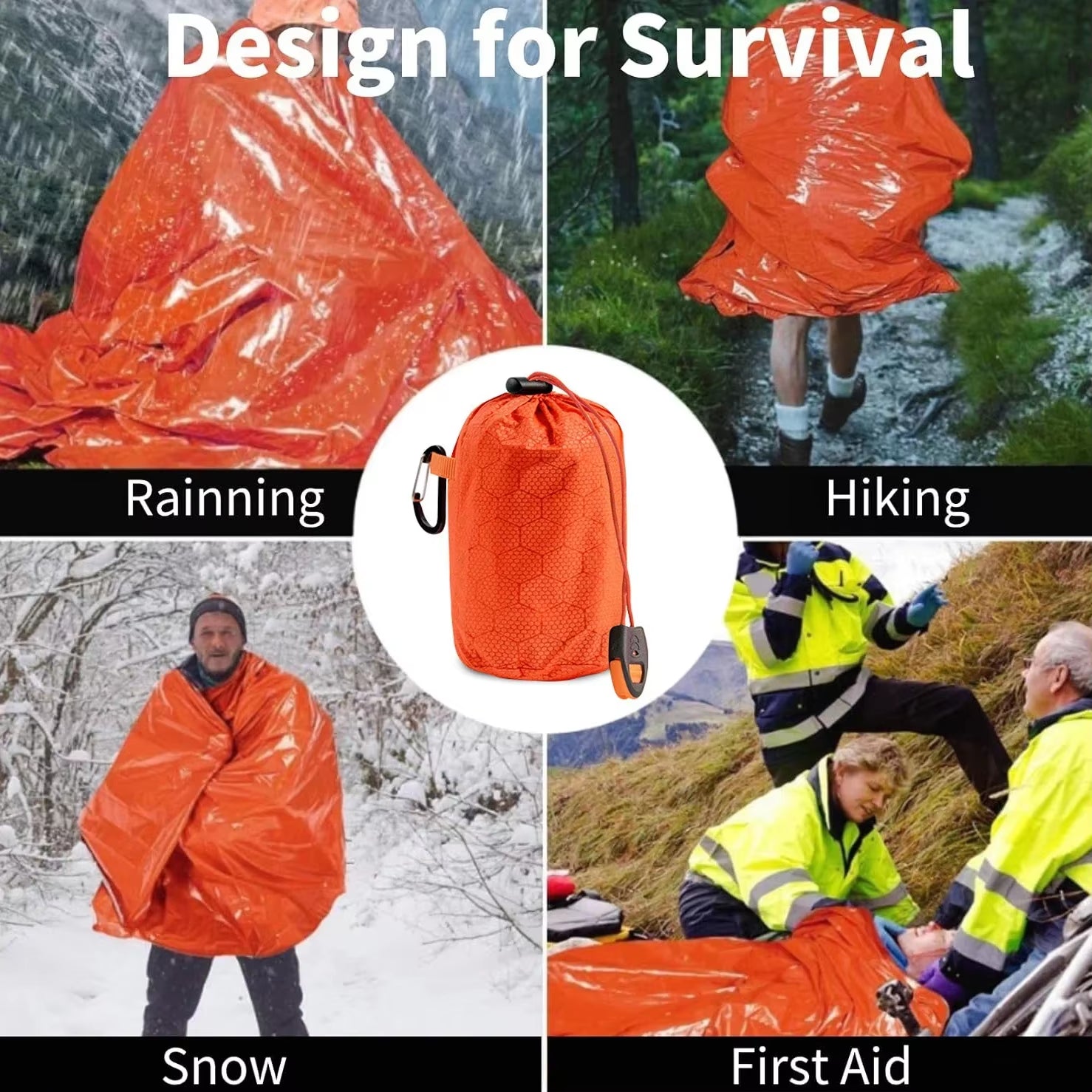 Emergency Sleeping Bag Survival Bag | Portable Blanket Survival Gear Emergency Bivy Sack Bivvy Thermal Sleeping Bag Camping